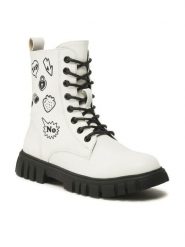 Nelli Blu Trapery CS5827-12 Biały. Białe kozaki dziewczęce Nelli Blu, bez wzorów, ze skóry, bez obcasa. Za 149.99 zł.