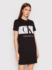 Calvin Klein Jeans Sukienka codzienna J20J218862 Czarny Regular Fit. Czarne sukienki damskie Calvin Klein Jeans, na co dzień, xl, bez wzorów, z bawełny, bez kołnierzyka, bez ramiączek, proste. Za 189.99 zł.