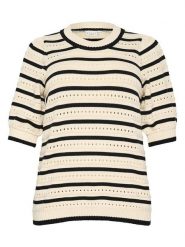 KAFFE curve Sweter w kolorze czarno-beżowym rozmiar: M. Brązowe swetry klasyczne damskie KAFFE curve, m, z bawełny, bez kołnierzyka. Za 135.17 zł.