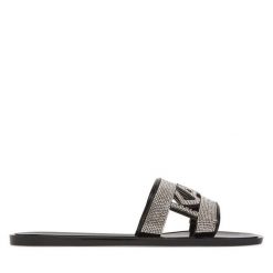 Klapki KARL LAGERFELD. Czarne klapki damskie Karl Lagerfeld, bez wzorów, bez obcasa. Za 259.99 zł.