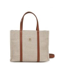 Tommy Hilfiger Torebka Th Premium Beach Le Mini Tote AW0AW17208 Beżowy. Brązowe torebki klasyczne damskie Tommy Hilfiger, bez wzorów, z materiału, bez dodatków. Za 699.99 zł.