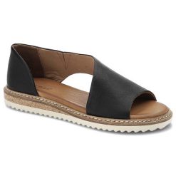 Czarne Sandały Artiker Wygodne Skórzane Buty. Czarne sandały damskie Artiker, bez wzorów, z jeansu, bez obcasa. Za 279.00 zł.
