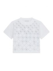 Guess T-Shirt J6GI05 K6YW4 Biały Boxy Fit. Białe koszulki dziewczęce Guess, z aplikacjami, z bawełny, bez ramiączek. Za 114.99 zł.