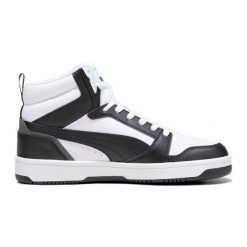 Buty Puma Rebound V6 392326-01 biało-czarne. Czarne buty sportowe na co dzień męskie z gumy, bez zapięcia. Za 362.61 zł.