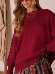 Milan Kiss Sweter w kolorze bordowym rozmiar: S. Czerwone golfy damskie Milan Kiss, s, bez wzorów, bez ramiączek. Za 156.98 zł.