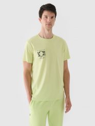 4F T-shirt regular z nadrukiem męski - zielony XXL. Zielone t-shirty męskie 4f, m, bez wzorów, z bawełny, bez kołnierzyka. W wyprzedaży za 39.99 zł.
