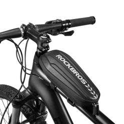 Torba rowerowa Rockbros na kierownicę lub ramę. Czarne torebki klasyczne damskie ROCKBROS, bez wzorów, bez dodatków. Za 69.99 zł.
