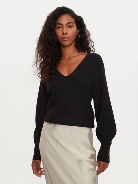 Morgan Sweter 242-MPANDA Czarny Regular Fit. Czarne swetry klasyczne damskie Morgan, s, z syntetyku, bez kołnierzyka. Za 149.99 zł.