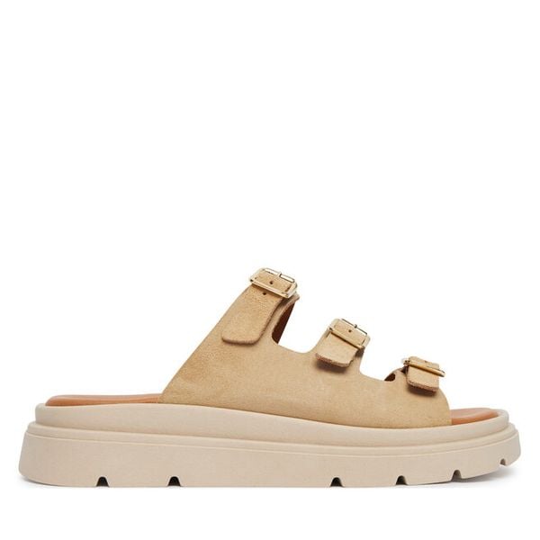 Klapki Tamaris. Brązowe klapki damskie Tamaris, bez wzorów, bez obcasa. Za 369.99 zł.