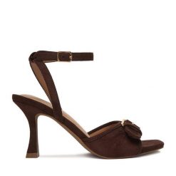 Sandały JENNY. Brązowe sandały damskie Jenny, bez wzorów, bez obcasa, na szpilce. Za 129.99 zł.