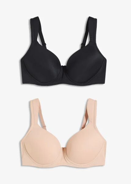 Biustonosz z usztywnianymi miseczkami. Czarne biustonosze bonprix, bez wzorów. Za 114.99 zł.