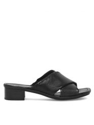 Rieker Klapki 62690-00 Czarny. Czarne klapki damskie Rieker, bez wzorów, ze skóry, bez obcasa. Za 279.99 zł.