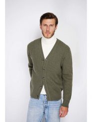 C& Jo Kardigan w kolorze khaki rozmiar: 50. Brązowe kardigany męskie C& Jo, bez wzorów, z kaszmiru, klasyczne, bez kołnierzyka. Za 127.35 zł.