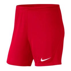 Spodenki piłkarskie damskie Nike Dri-FIT Park III Knit Short. Czerwone szorty damskie Nike, bez wzorów, sportowe. W wyprzedaży za 39.00 zł.