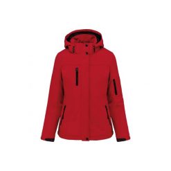 Kurtka damska z kapturem, ocieplana, softshell Kariban. Niebieskie kurtki damskie KARIBAN, l, bez wzorów, z elastanu, z kapturem. Za 355.50 zł.