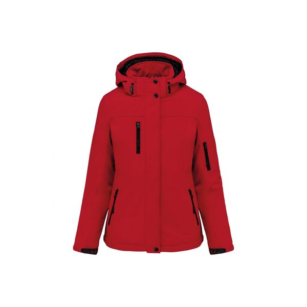 Kurtka damska z kapturem, ocieplana, softshell Kariban. Niebieskie kurtki damskie KARIBAN, l, bez wzorów, z elastanu, z kapturem. Za 355.50 zł.