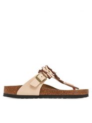 Birkenstock Japonki Gizeh Flowers 1029304 Różowy. Czerwone klapki damskie Birkenstock, bez wzorów, ze skóry, bez obcasa. Za 629.99 zł.
