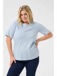KAFFE curve Koszulka w kolorze błękitnym rozmiar: M. Niebieskie t-shirty damskie KAFFE curve, m, bez wzorów, z bawełny, bez kołnierzyka. Za 60.99 zł.