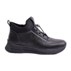 Ocieplane Buty Sportowe Skórzane Na Zamek Artiker 55C0041 Czarne. Czarne buty sportowe na co dzień damskie bez wzorów, z gumy. Za 345.14 zł.
