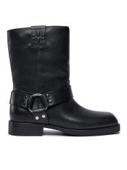 Tory Burch Botki 153058 Czarny. Czarne botki damskie Tory Burch, ze skóry, bez obcasa, na płaskiej podeszwie, bez zapięcia. Za 2,629.00 zł.