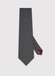 PAKO LORENTE - Jedwabny krawat z monogramem PL. Czarne krawaty i muchy męskie Pako Lorente, bez wzorów, z jedwabiu. Za 149.99 zł.