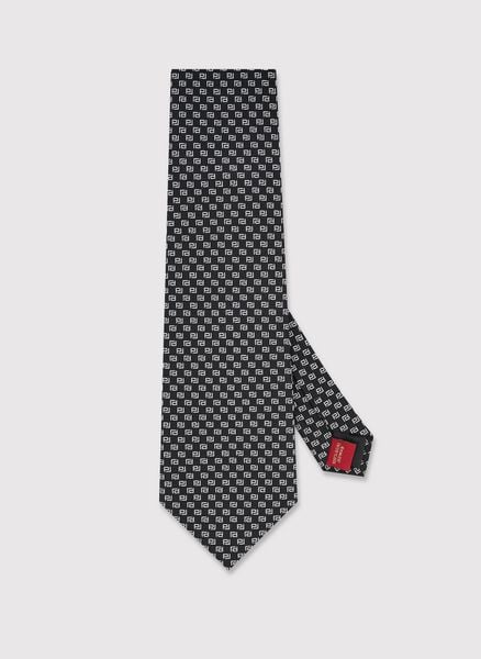 PAKO LORENTE - Jedwabny krawat z monogramem PL. Czarne krawaty i muchy męskie Pako Lorente, bez wzorów, z jedwabiu. Za 149.99 zł.