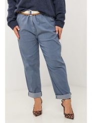 Curvy Lady Spodnie w kolorze niebieskim rozmiar: 44/46. Niebieskie spodnie materiałowe damskie Curvy Lady, bez wzorów, z bawełny, klasyczne, z standardowym stanem. Za 100.99 zł.