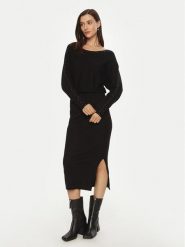 Morgan Sukienka dzianinowa 242-RMLIDO Czarny Slim Fit. Czarne sukienki damskie Morgan, s, bez wzorów, z dzianiny, bez kołnierzyka, bez ramiączek. Za 239.99 zł.