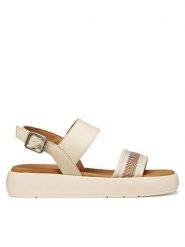 Geox Sandały D Camalei D650ND 05411 C1122 Écru. Sandały damskie Geox, bez wzorów, ze skóry, bez obcasa, na płaskiej podeszwie. Za 399.99 zł.