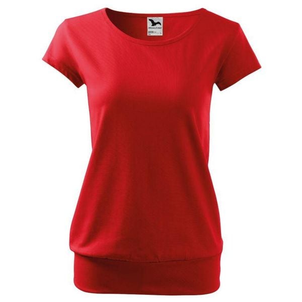 Koszulka Damska City. Czerwone bluzki damskie ALDER, bez wzorów, casualowe, bez kołnierzyka, bez ramiączek. Za 47.99 zł.