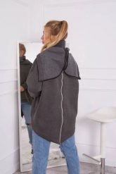 Bluza ocieplana z suwakiem z tyłu grafitowa. Szare bluzy z kapturem damskie KESI, l, z bawełny. Za 238.37 zł.