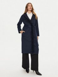 TWINSET Płaszcz wełniany 242TP2065 Granatowy Regular Fit. Niebieskie płaszcze damskie Twinset, na zimę, bez wzorów, z syntetyku. Za 1,999.00 zł.