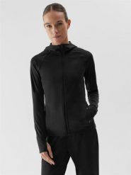 4F Bluza treningowa z materiałów z recyklingu damska L. Czarne bluzy z kapturem damskie 4f, l, z dzianiny. Za 229.99 zł.