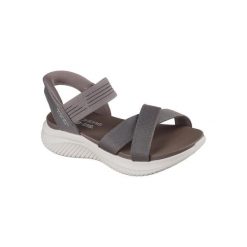 Sandały SKECHERS SLIP - INS ULTRA FLEX 3.0 Szary. Szare sandały damskie Skechers, bez wzorów, z tkaniny, bez obcasa. Za 296.99 zł.