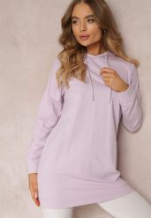 Fioletowa Bluza z Kapturem o Wydłużonym Fasonie Estera. Fioletowe bluzy z kapturem damskie Renee, na jesień, m, z dzianiny. Za 89.99 zł.