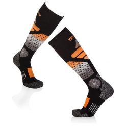 Skarpety narciarskie z wełny merynosów 3/4 długości, czarno-pomarańczowe. Brązowe skarpetki damskie TRY TO FLY, bez wzorów, z wełny. W wyprzedaży za 117.72 zł.