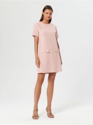 Sukienka mini - różowy. Czerwone sukienki damskie Sinsay, l, bez wzorów, z włókna, bez kołnierzyka, bez ramiączek, mini. Za 39.99 zł.
