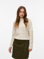 Vero Moda Sweter w kolorze kremowym rozmiar: S. Brązowe golfy damskie Vero Moda, s, z materiału, bez kołnierzyka. Za 113.36 zł.