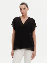 Calvin Klein Bluzka K20K208187 Czarny Relaxed Fit. Czarne bluzki damskie CALVIN KLEIN, bez wzorów, z syntetyku, bez ramiączek. Za 309.99 zł.