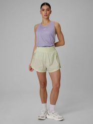 4F Spodenki treningowe szybkoschnące damskie - zielone L. Zielone szorty damskie 4f, bez wzorów, z tkaniny, z podwyższonym stanem. Za 149.99 zł.