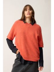 Just Cashmere Kaszmirowa koszulka "Carla" w kolorze koralowym rozmiar: XXL. Czerwone bluzki damskie Just Cashmere, xxl, bez wzorów, z kaszmiru, bez kołnierzyka, bez ramiączek. Za 500.38 zł.