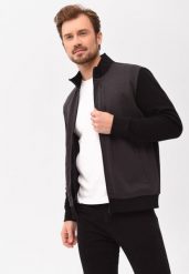Bluza ze stójką B-NARS. Szare bluzy bez kaptura męskie Volcano, l, z bawełny. Za 169.99 zł.
