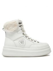 Blauer Botki F4EMERY01 Biały. Białe botki damskie Blauer, ze skóry, bez obcasa, na płaskiej podeszwie, bez zapięcia. Za 489.99 zł.