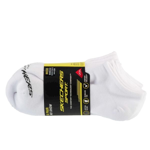 Skarpetki sportowe męskie 6pk Men Mn Cotton Nshw Socks. Białe skarpetki męskie Skechers, bez wzorów, z bawełny. Za 59.99 zł.