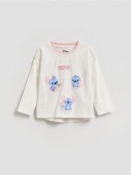 Koszulka Lilo i Stitch - złamana biel. Koszulki dziewczęce Reserved, m, bez wzorów, z bawełny, bez ramiączek. Za 39.99 zł.