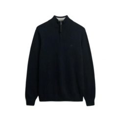 Czarny sweter z kołnierzem typu "camionneur" Superdry Essentials. Niebieskie swetry męskie Superdry., na zimę, m, bez wzorów, z bawełny, bez kołnierzyka. Za 327.80 zł.