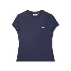 Koszulka damska Fila Trivero. Niebieskie t-shirty damskie Fila, l, bez wzorów, z bawełny, bez kołnierzyka. Za 87.99 zł.