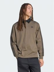 Adidas Bluza 3-Stripes Rugby Longsleeve Polo KE4113 Khaki Regular Fit. Brązowe bluzy bez kaptura męskie Adidas, m, z bawełny. Za 239.99 zł.