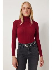 Happiness Istanbul Golf w kolorze czerwonym rozmiar: 42. Czerwone golfy damskie Happiness Istanbul, bez wzorów, prążkowane, bez ramiączek. Za 60.99 zł.