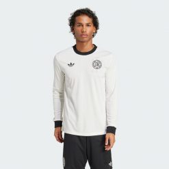 Koszulka Germany Anniversary Long Sleeve. Białe koszulki męskie z długim rękawem Adidas, xs, z materiału, bez ramiączek, do piłki nożnej. Za 499.00 zł.